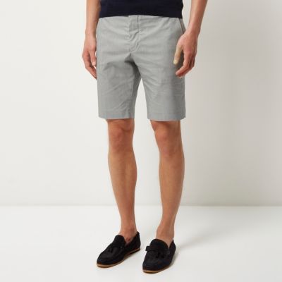 Navy tailored dogtooth shorts